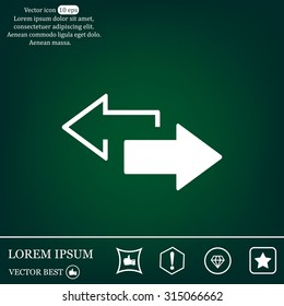 2 side arrow premium illustration icon, isolated, white on dark background, with text elements