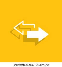 2 side arrow premium illustration icon, isolated, white on dark background, with text elements