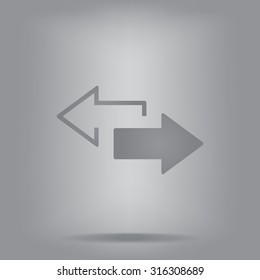 2 side arrow premium illustration icon, isolated, white on dark background, with text elements