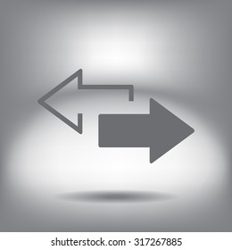 2 side arrow premium illustration icon, isolated, white on dark background, with text elements
