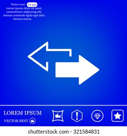 2 side arrow premium illustration icon, isolated, white on dark background, with text elements