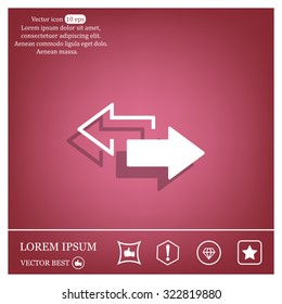 2 side arrow premium illustration icon, isolated, white on dark background, with text elements