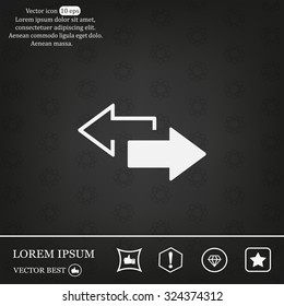 2 side arrow premium illustration icon, isolated, white on dark background, with text elements