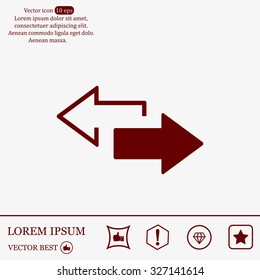2 side arrow premium illustration icon, isolated, white on dark background, with text elements