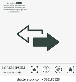 2 side arrow premium illustration icon, isolated, white on dark background, with text elements