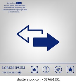 2 side arrow premium illustration icon, isolated, white on dark background, with text elements