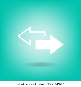 2 side arrow premium illustration icon, isolated, white on dark background, with text elements