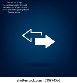 2 side arrow premium illustration icon, isolated, white on dark background, with text elements