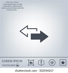 2 side arrow premium illustration icon, isolated, white on dark background, with text elements