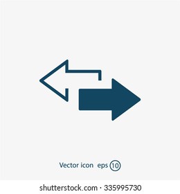 2 side arrow premium illustration icon, isolated, white on dark background, with text elements