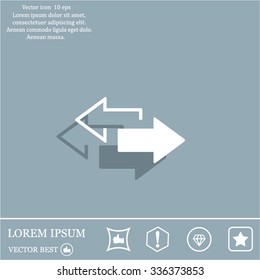 2 side arrow premium illustration icon, isolated, white on dark background, with text elements