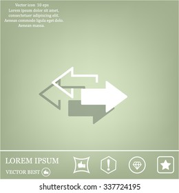 2 side arrow premium illustration icon, isolated, white on dark background, with text elements