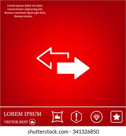 2 side arrow premium illustration icon, isolated, white on dark background, with text elements
