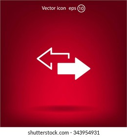 2 side arrow premium illustration icon, isolated, white on dark background, with text elements