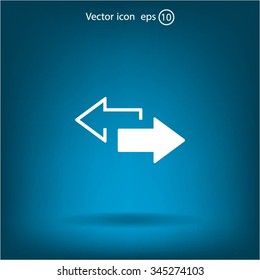 2 side arrow premium illustration icon, isolated, white on dark background, with text elements