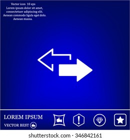 2 side arrow premium illustration icon, isolated, white on dark background, with text elements