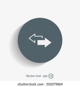 2 side arrow premium illustration icon, isolated, white on dark background, with text elements