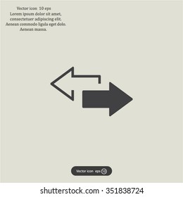 2 side arrow premium illustration icon, isolated, white on dark background, with text elements