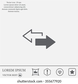 2 side arrow premium illustration icon, isolated, white on dark background, with text elements