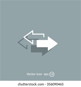 2 side arrow premium illustration icon, isolated, white on dark background, with text elements