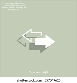 2 side arrow premium illustration icon, isolated, white on dark background, with text elements