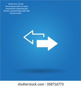 2 side arrow premium illustration icon, isolated, white on dark background, with text elements
