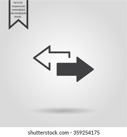 2 side arrow premium illustration icon, isolated, white on dark background, with text elements