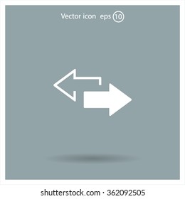 2 side arrow premium illustration icon, isolated, white on dark background, with text elements