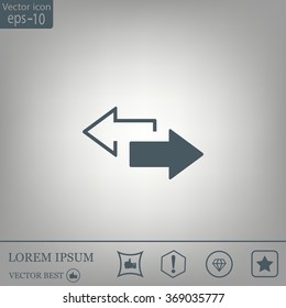 2 side arrow premium illustration icon, isolated, white on dark background, with text elements