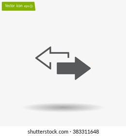 2 side arrow premium illustration icon, isolated, white on dark background, with text elements