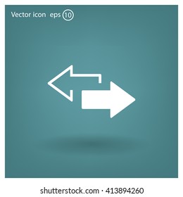 2 side arrow premium illustration icon, isolated, white on dark background, with text elements