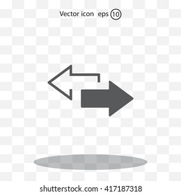 2 side arrow premium illustration icon, isolated, white on dark background, with text elements