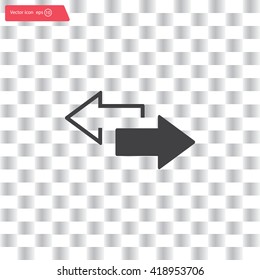 2 side arrow premium illustration icon, isolated, white on dark background, with text elements