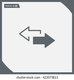 2 side arrow premium illustration icon, isolated, white on dark background, with text elements