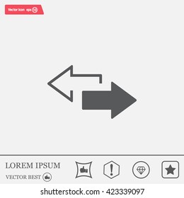 2 side arrow premium illustration icon, isolated, white on dark background, with text elements