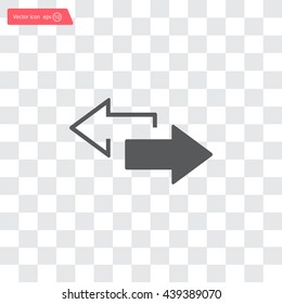 2 side arrow premium illustration icon, isolated, white on dark background, with text elements