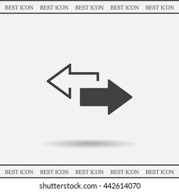 2 side arrow premium illustration icon, isolated, white on dark background, with text elements