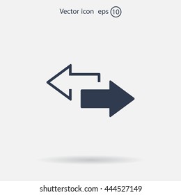 2 side arrow premium illustration icon, isolated, white on dark background, with text elements