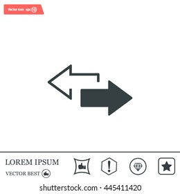 2 side arrow premium illustration icon, isolated, white on dark background, with text elements