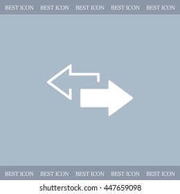 2 side arrow premium illustration icon, isolated, white on dark background, with text elements