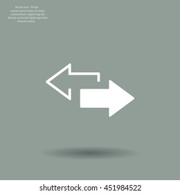 2 side arrow premium illustration icon, isolated, white on dark background, with text elements