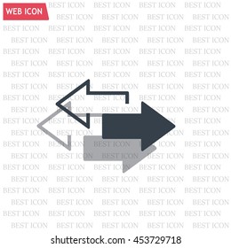 2 side arrow premium illustration icon, isolated, white on dark background, with text elements