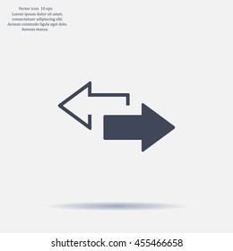 2 side arrow premium illustration icon, isolated, white on dark background, with text elements