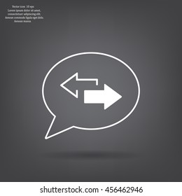 2 side arrow premium illustration icon, isolated, white on dark background, with text elements