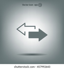 2 side arrow premium illustration icon, isolated, white on dark background, with text elements