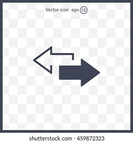 2 side arrow premium illustration icon, isolated, white on dark background, with text elements