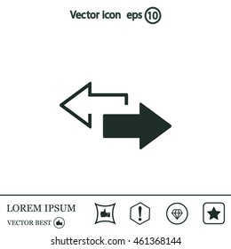 2 side arrow premium illustration icon, isolated, white on dark background, with text elements