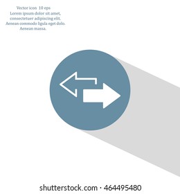 2 side arrow premium illustration icon, isolated, white on dark background, with text elements