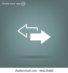 2 side arrow premium illustration icon, isolated, white on dark background, with text elements