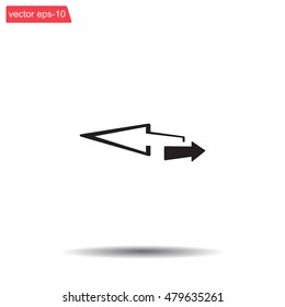 2 side arrow premium illustration icon, isolated, white on dark background, with text elements